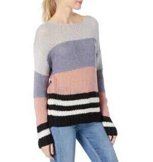 Lucky Brand Color Block Striped Chunky Knit Sweater - L